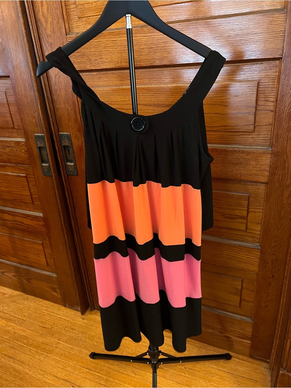 Blu Sage Black Orange Pink Colorblock Sleeveless Tunic